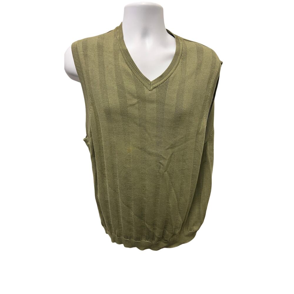 ⛳ IZOD Golf Green Sweater Vest Mercerized Cotton M Flaw Read vtg